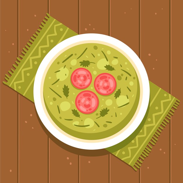 Ilustración de caldo verde de diseño plano