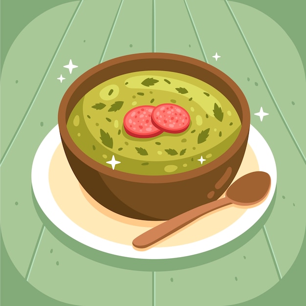 Ilustración de caldo verde de diseño plano