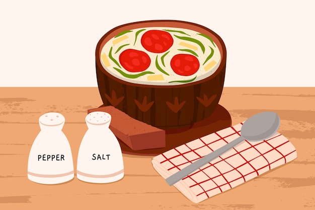 Ilustración de caldo verde de diseño plano
