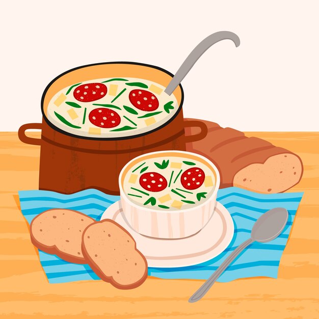 Ilustración de caldo verde de diseño plano