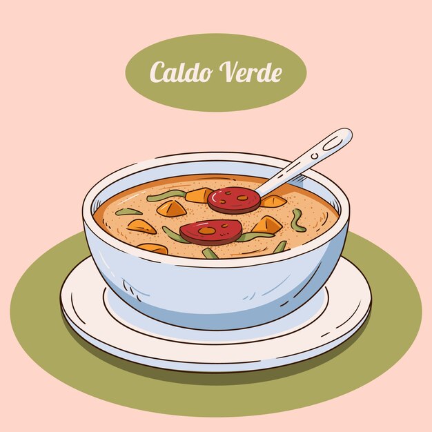 Ilustración de caldo verde de diseño plano