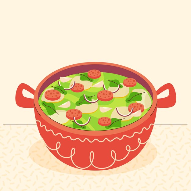 Ilustración de caldo verde de diseño plano