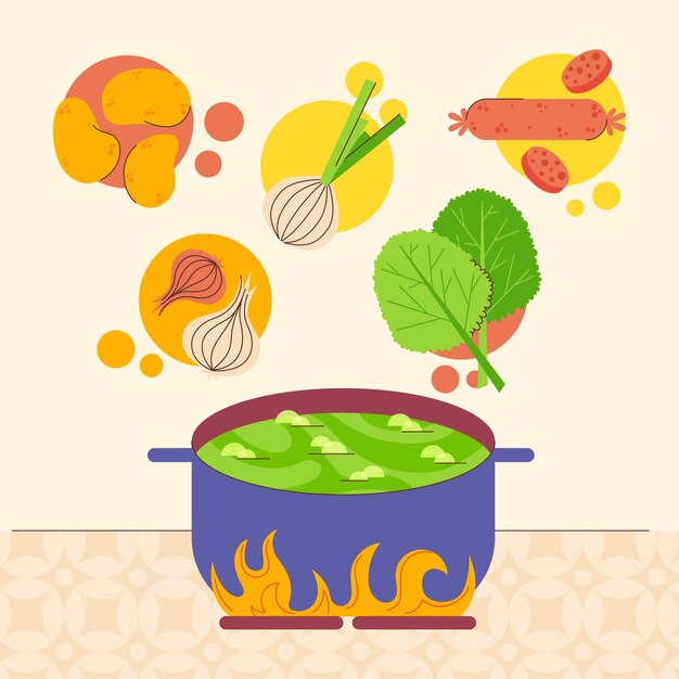 Ilustración de caldo verde de diseño plano