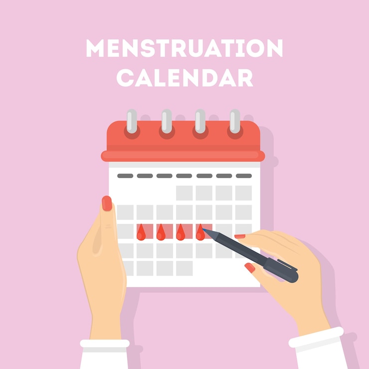 Vector gratuito ilustración del calendario de menstruación signos rojos del ciclo menstrual