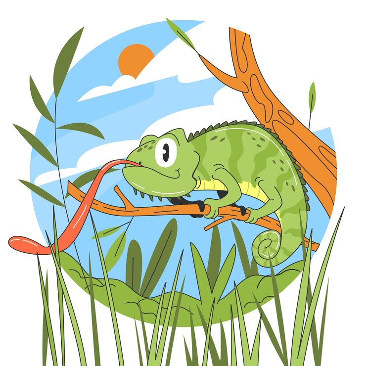 Vector gratuito ilustración de camaleón de dibujos animados dibujados a mano