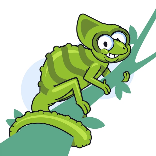 Ilustración de camaleón de dibujos animados dibujados a mano