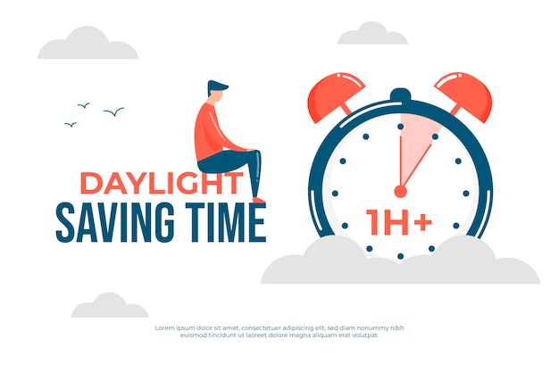 Vector gratuito ilustración de cambio de hora de primavera con reloj y hombre