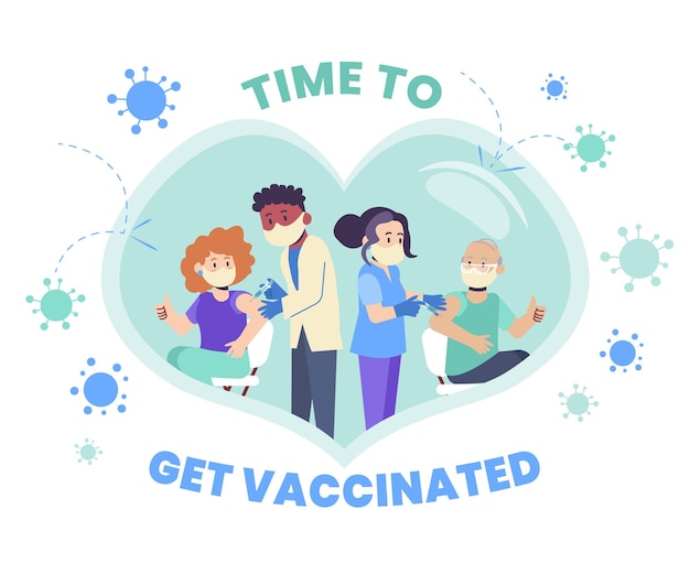 Ilustración de campaña de vacunación plana orgánica