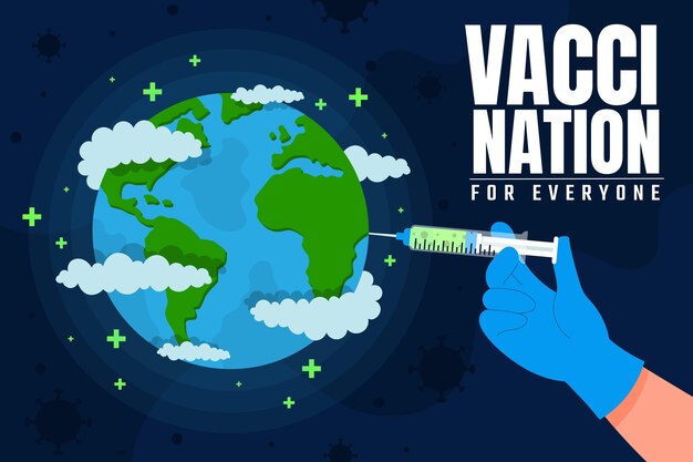 Ilustración de campaña de vacunación plana