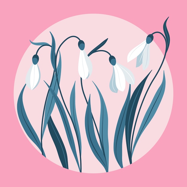 Ilustración de campanilla blanca de diseño plano dibujado a mano
