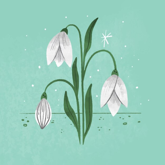Ilustración de campanilla blanca de diseño plano dibujado a mano