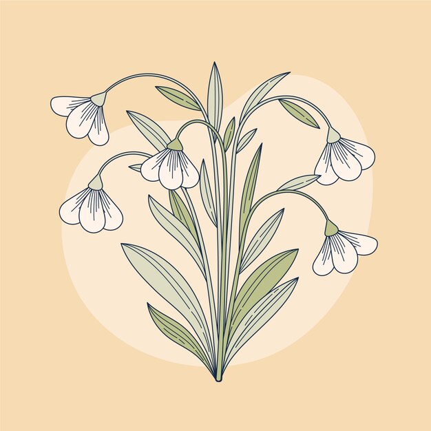 Ilustración de campanilla blanca de diseño plano