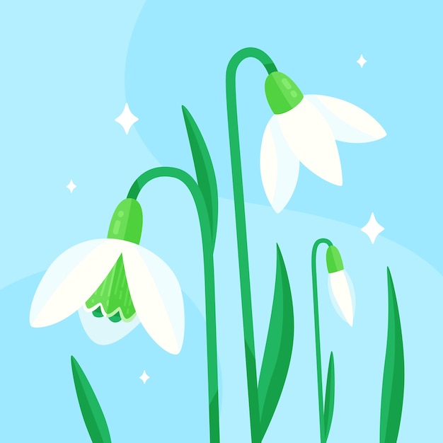 Vector gratuito ilustración de campanilla de invierno dibujada a mano