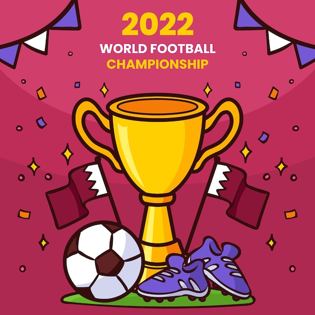 Vector gratuito ilustración de campeonato mundial de fútbol dibujado a mano