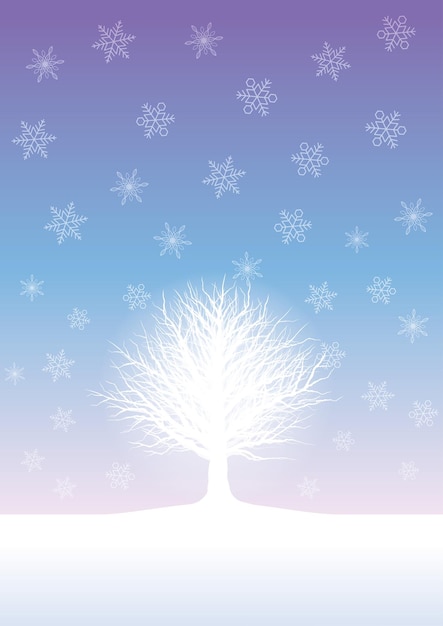 Vector gratuito ilustración de campo de invierno de vector transparente con un árbol de escarcha repetible horizontalmente