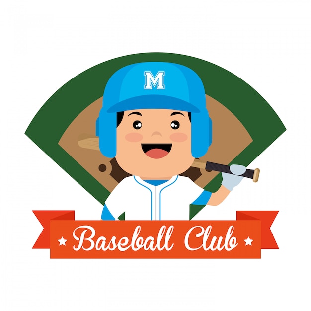 Ilustración de campo de jugador de club de béisbol