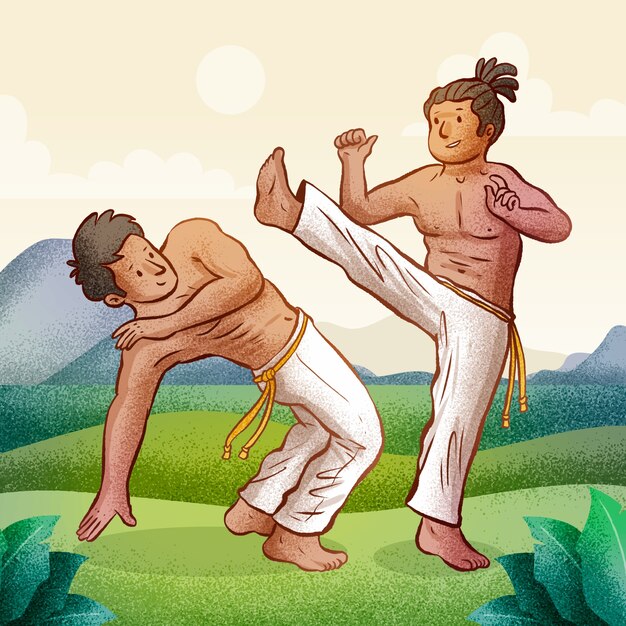 Ilustración de capoeira dibujada a mano