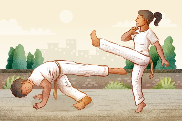 Ilustración de capoeira dibujada a mano