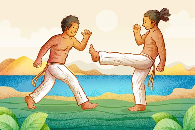 Ilustración de capoeira dibujada a mano