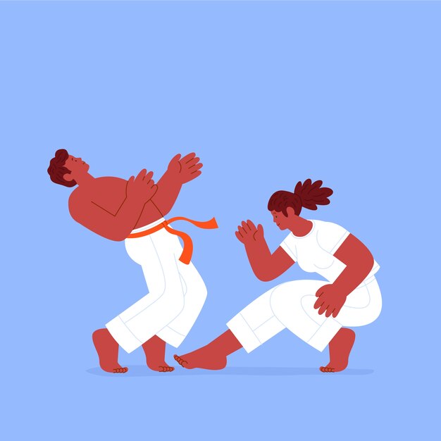 Ilustración de capoeira de música latina plana