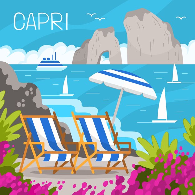 Ilustración capri dibujada a mano