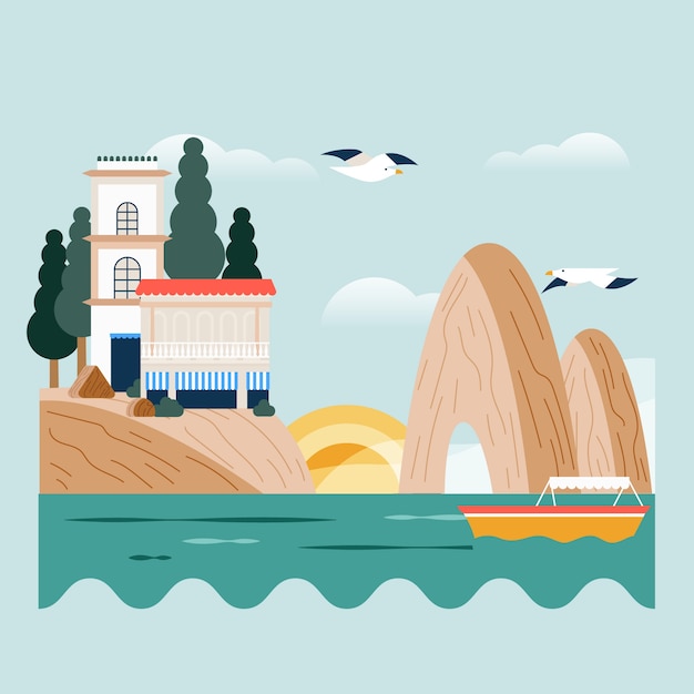 Ilustración capri de diseño plano