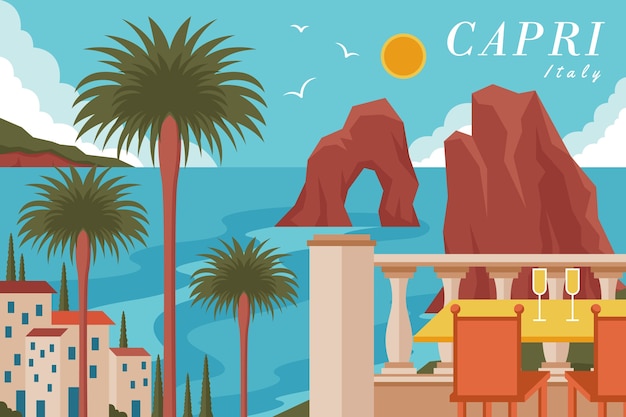 Ilustración capri de diseño plano