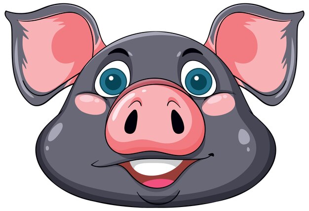 Ilustración de la cara de cerdo de dibujos animados sonriente