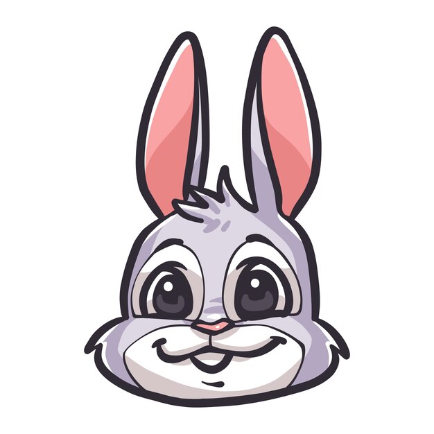 Ilustración de cara de conejito de dibujos animados dibujados a mano