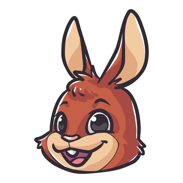 Ilustración de cara de conejito de dibujos animados dibujados a mano