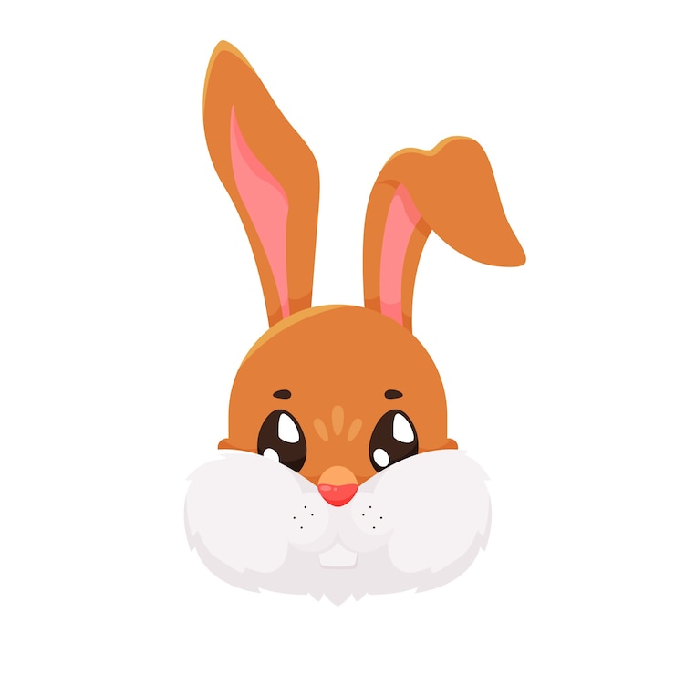 Vector gratuito ilustración de cara de conejito de dibujos animados dibujados a mano