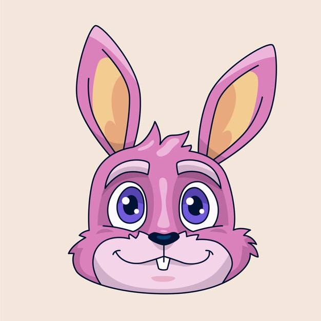 Ilustración de cara de conejito de dibujos animados dibujados a mano