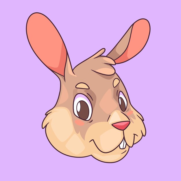 Ilustración de cara de conejito de dibujos animados dibujados a mano