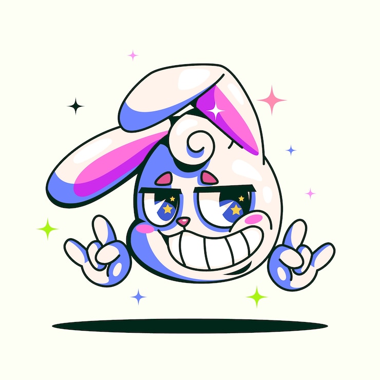 Vector gratuito ilustración de cara de conejito de dibujos animados dibujados a mano