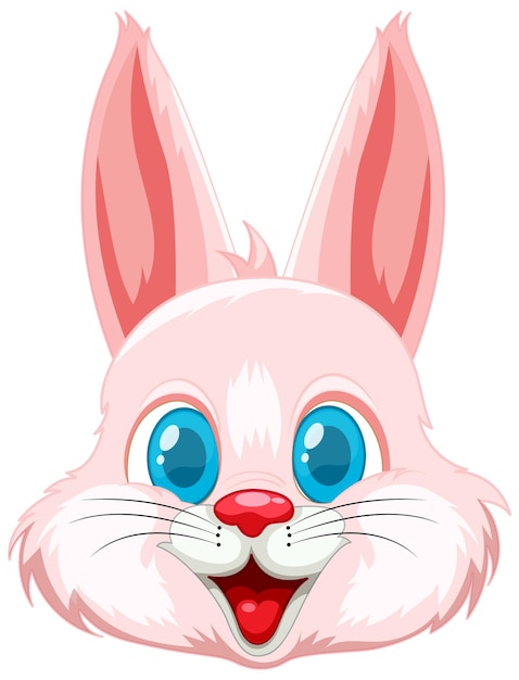 Ilustración de la cara de conejo rosado feliz