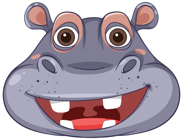 Ilustración de la cara feliz del hipopótamo de dibujos animados