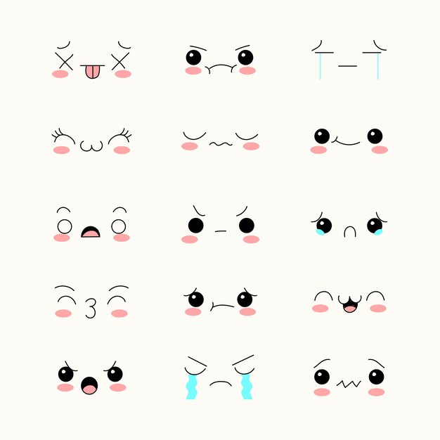 Ilustración de la cara de kawaii dibujada a mano