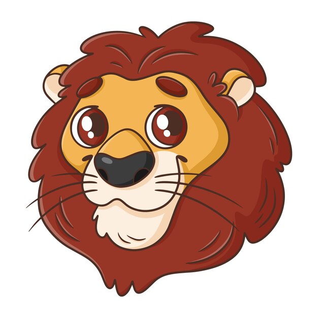 Ilustración de cara de león de dibujos animados dibujados a mano