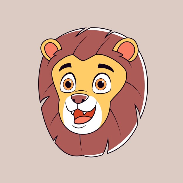 Ilustración de cara de león de dibujos animados dibujados a mano
