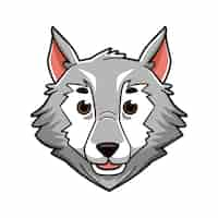 Vector gratuito ilustración de cara de lobo de dibujos animados dibujados a mano