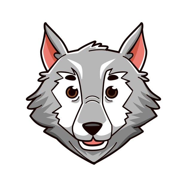 Ilustración de cara de lobo de dibujos animados dibujados a mano