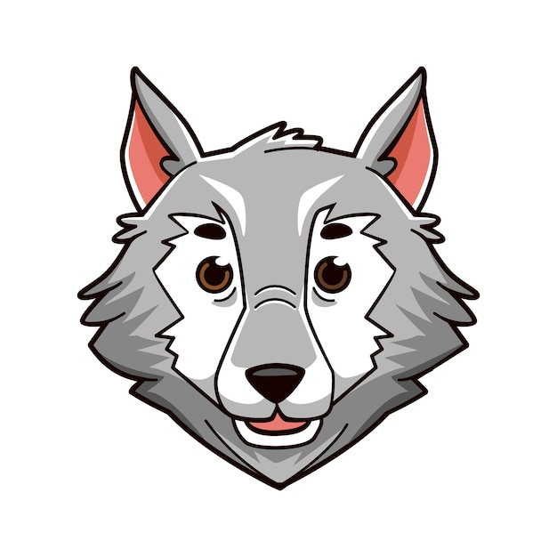 Ilustración de cara de lobo de dibujos animados dibujados a mano