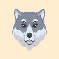 Vector gratuito ilustración de cara de lobo de dibujos animados dibujados a mano