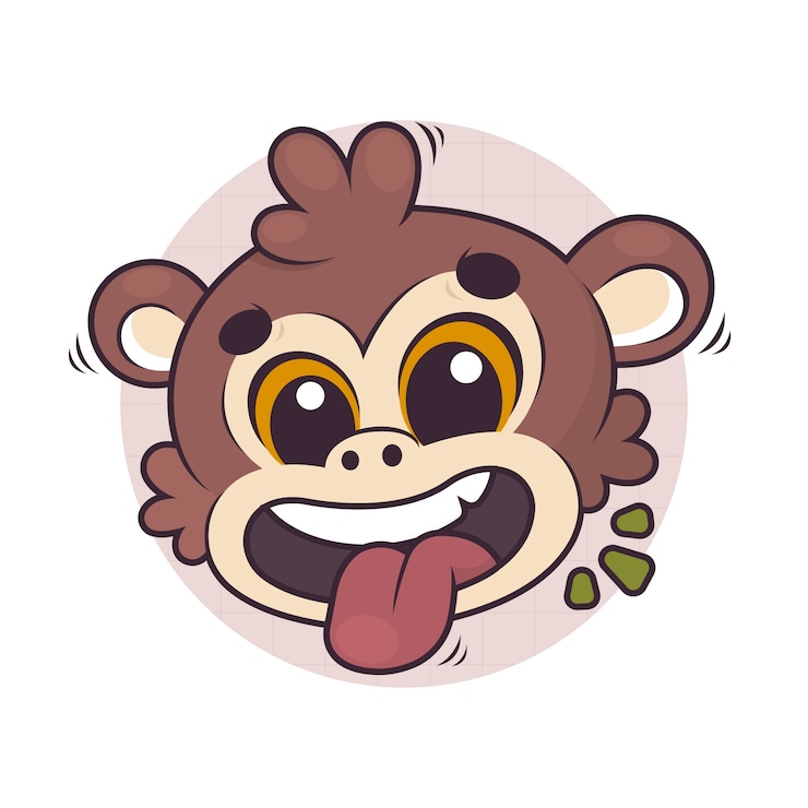 Vector gratuito ilustración de cara de mono de dibujos animados dibujados a mano