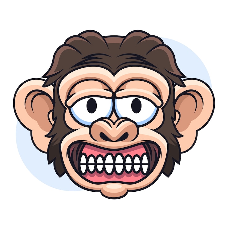 Vector gratuito ilustración de cara de mono de dibujos animados dibujados a mano