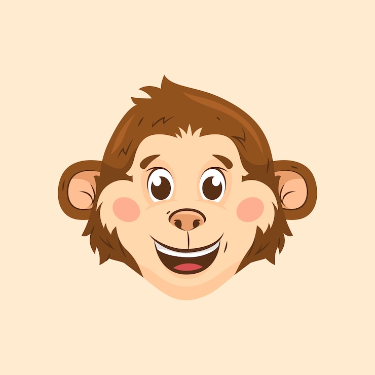 Vector gratuito ilustración de cara de mono de dibujos animados dibujados a mano