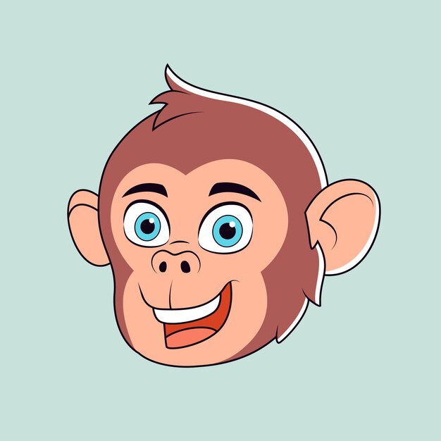 Ilustración de cara de mono de dibujos animados dibujados a mano