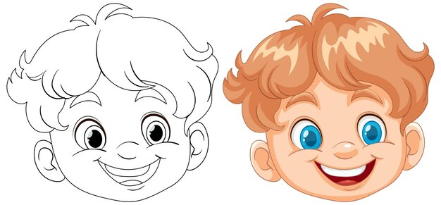 Ilustración de la cara de un niño alegre
