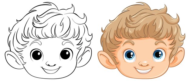 Ilustración de la cara de un niño animado alegre