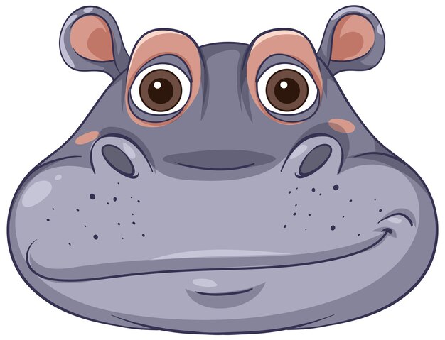Ilustración de la cara sonriente del hipopótamo de dibujos animados